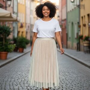 Elegant Cream Champagne Tulle Skirt
